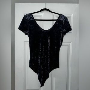 Navy velvet snap bodysuit